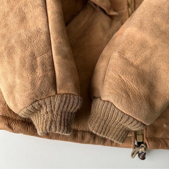 Vintage XS Shearling Coat 70s Tan Sheepskin Jacket Morlands Real Lambskin - Picture 10 of 11